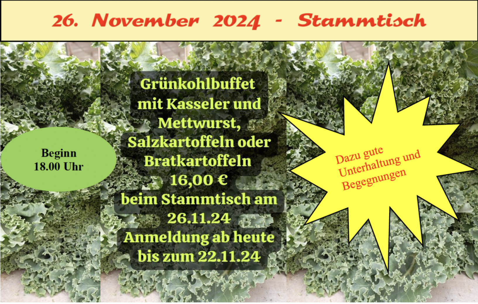 Grünkohlbuffet Im schönen Wiesengrund